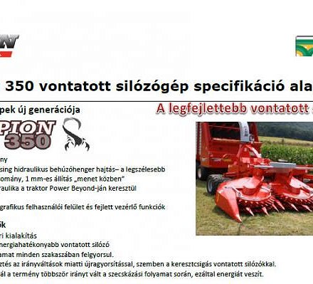 Dion Scorpion 350 alapkivitel specifikáció